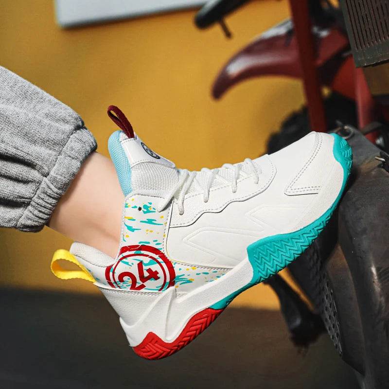 Children's Actual Combat Basketball Shoes Boys 2023 Fall New Leather Anti-Slip Shock Absorption - ToylandEU