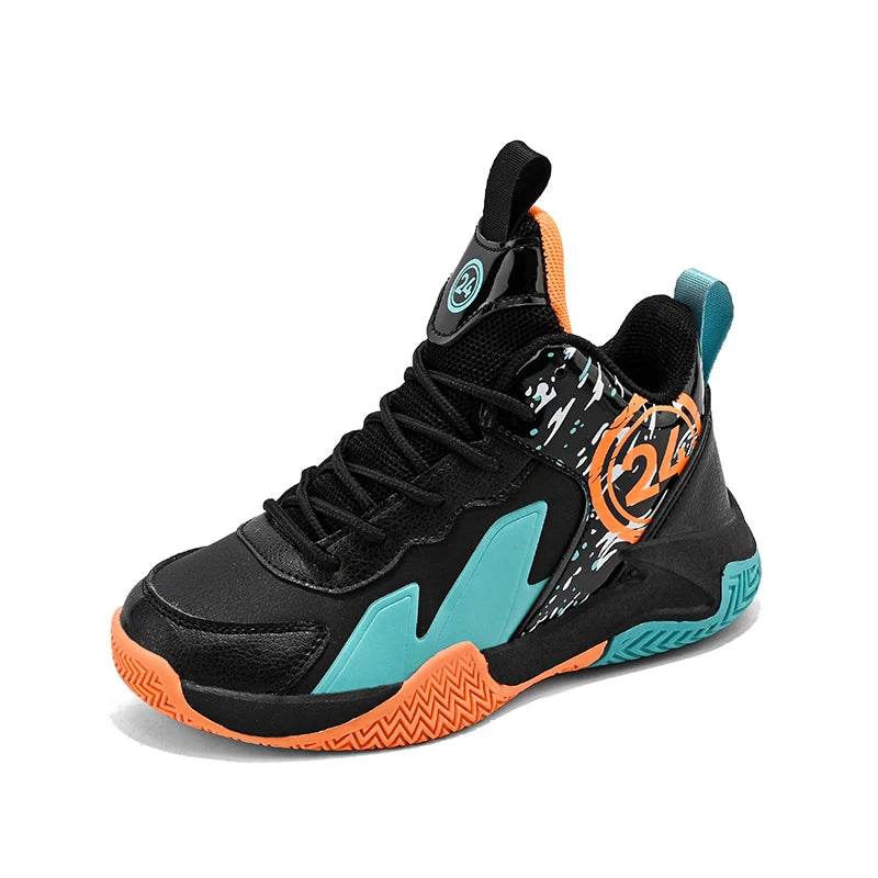 Children's Actual Combat Basketball Shoes Boys 2023 Fall New Leather Anti-Slip Shock Absorption - ToylandEU