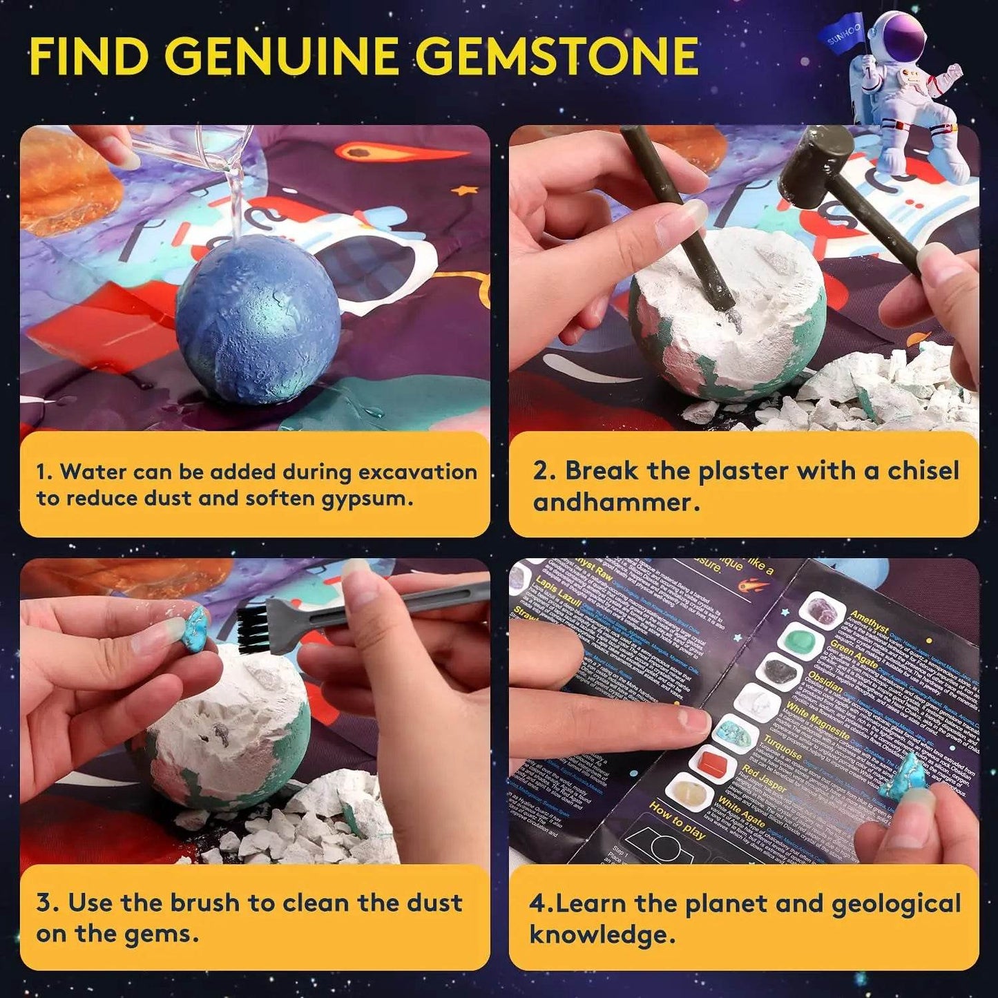 Children's Archaeology Digging Treasure Planet Gem Ore Exploration of The Solar System Mining Science Education Educational Toys - ToylandEU