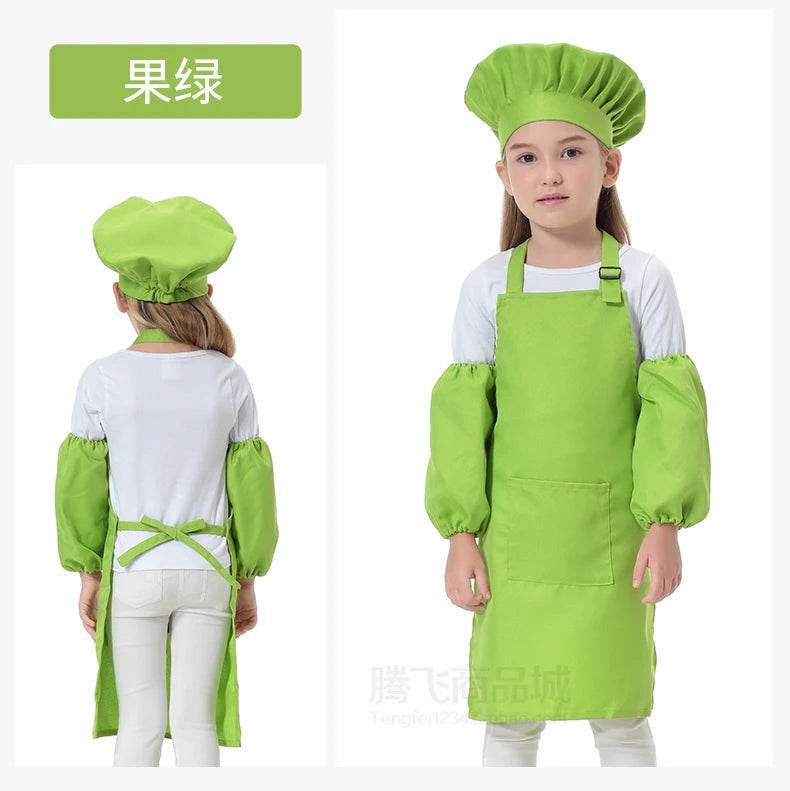 Children's Polyester Apron Set with Chef Hat Custom Print Logo for Painting and Baking - ToylandEU