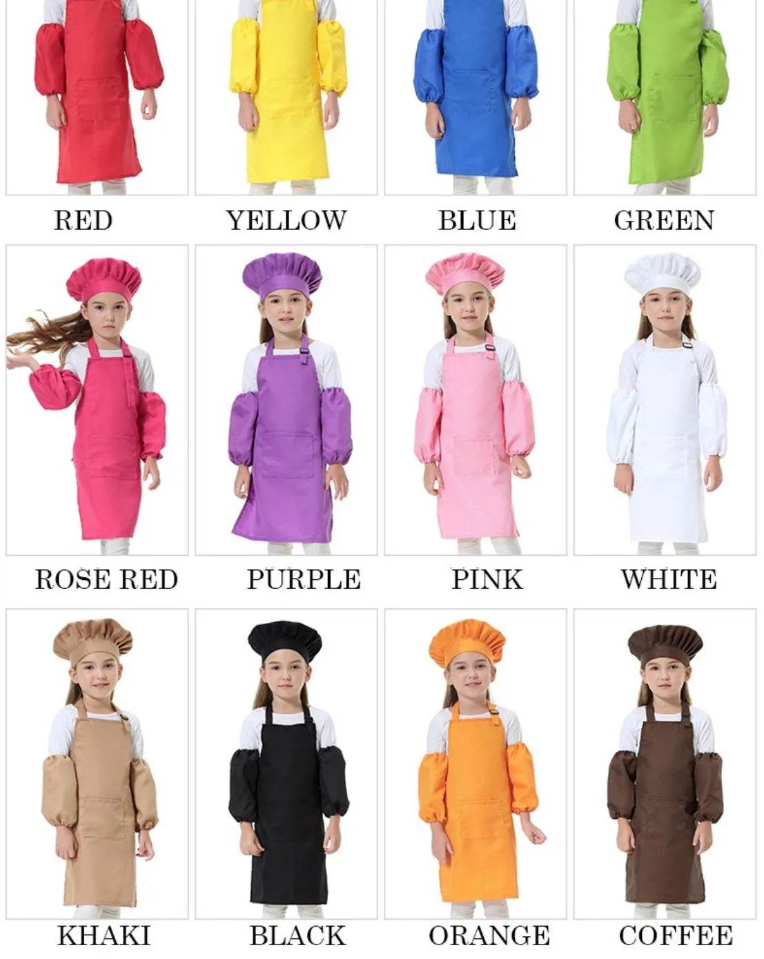 Children's Polyester Apron Set with Chef Hat Custom Print Logo for Painting and Baking - ToylandEU