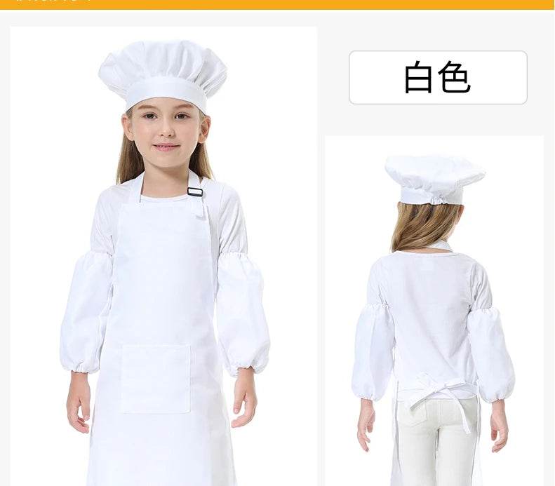 Children's Polyester Apron Set with Chef Hat Custom Print Logo for Painting and Baking - ToylandEU