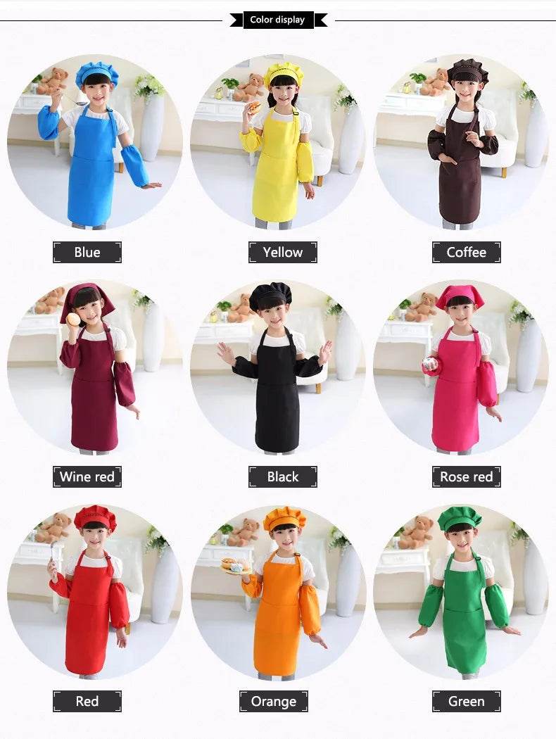 Children's Polyester Apron Set with Chef Hat Custom Print Logo for Painting and Baking - ToylandEU