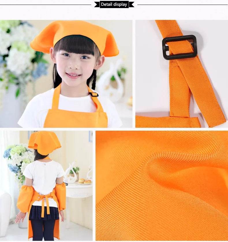 Children's Polyester Apron Set with Chef Hat Custom Print Logo for Painting and Baking - ToylandEU