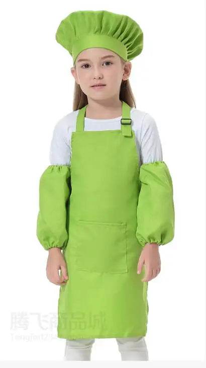 Children's Polyester Apron Set with Chef Hat Custom Print Logo for Painting and Baking - ToylandEU