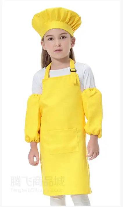 Children's Polyester Apron Set with Chef Hat Custom Print Logo for Painting and Baking - ToylandEU