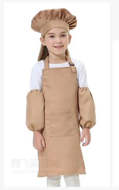 Children's Polyester Apron Set with Chef Hat Custom Print Logo for Painting and Baking - ToylandEU