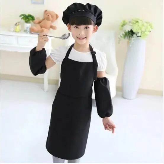 Children's Polyester Apron Set with Chef Hat Custom Print Logo for Painting and Baking - ToylandEU