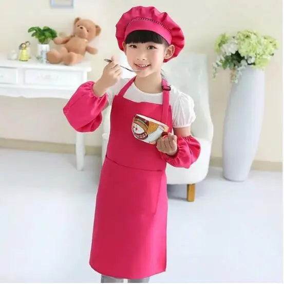 Children's Polyester Apron Set with Chef Hat Custom Print Logo for Painting and Baking - ToylandEU