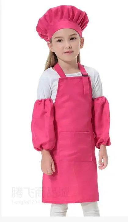 Children's Polyester Apron Set with Chef Hat Custom Print Logo for Painting and Baking - ToylandEU