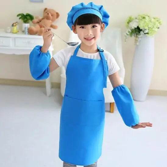 Children's Polyester Apron Set with Chef Hat Custom Print Logo for Painting and Baking - ToylandEU
