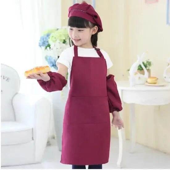 Children's Polyester Apron Set with Chef Hat Custom Print Logo for Painting and Baking - ToylandEU