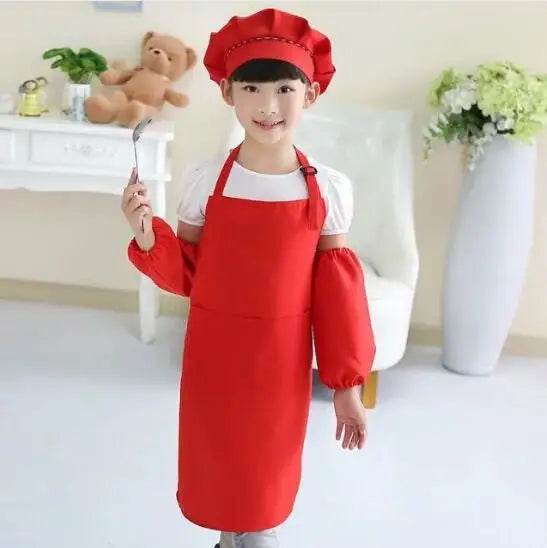 Children's Polyester Apron Set with Chef Hat Custom Print Logo for Painting and Baking - ToylandEU