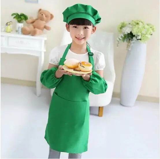 Children's Polyester Apron Set with Chef Hat Custom Print Logo for Painting and Baking - ToylandEU