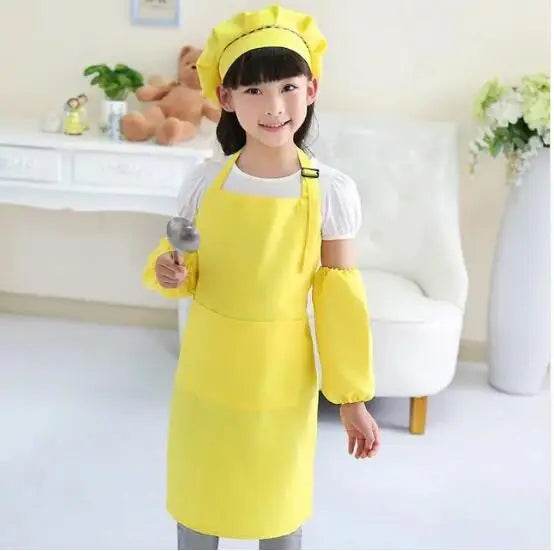 Children's Polyester Apron Set with Chef Hat Custom Print Logo for Painting and Baking - ToylandEU