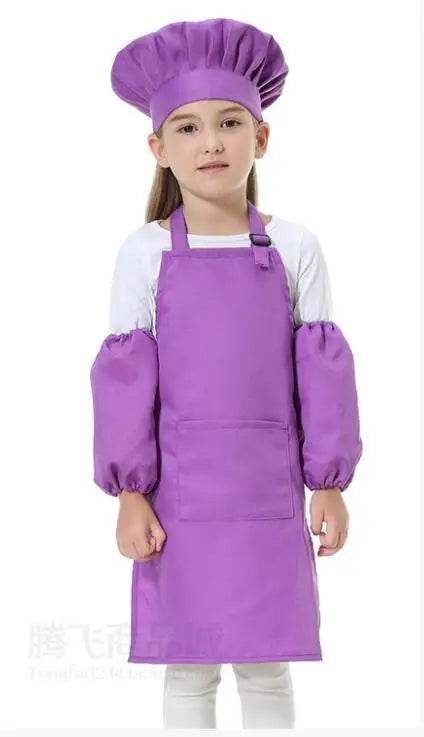 Children's Polyester Apron Set with Chef Hat Custom Print Logo for Painting and Baking - ToylandEU