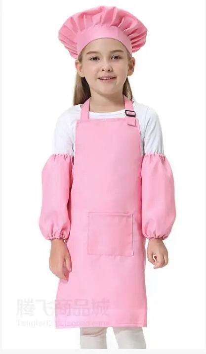 Children's Polyester Apron Set with Chef Hat Custom Print Logo for Painting and Baking - ToylandEU