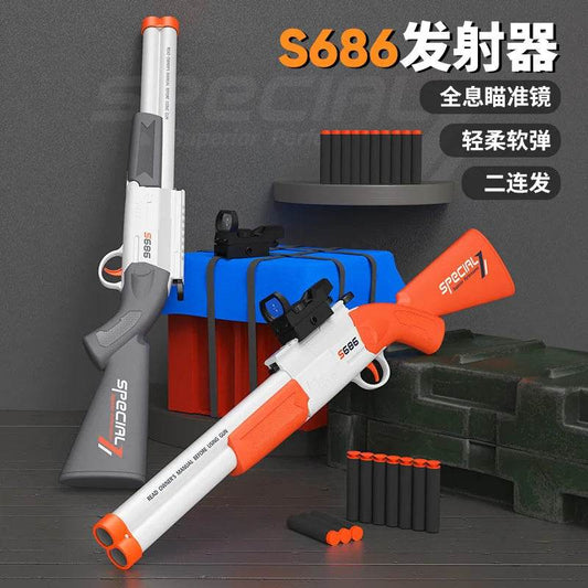 Children's S686 Double-Barreled Shotgun Soft Bullet Gun - ToylandEU