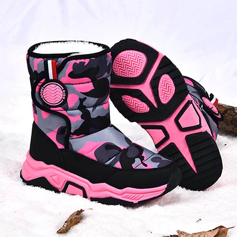 Children's Shoes Boys' Snow Boots Winter Girls' Warm Fleece-Lined Waterproof Anti-Slip Kids Cotton Shoes Outdoor Ankle Boots New - ToylandEU