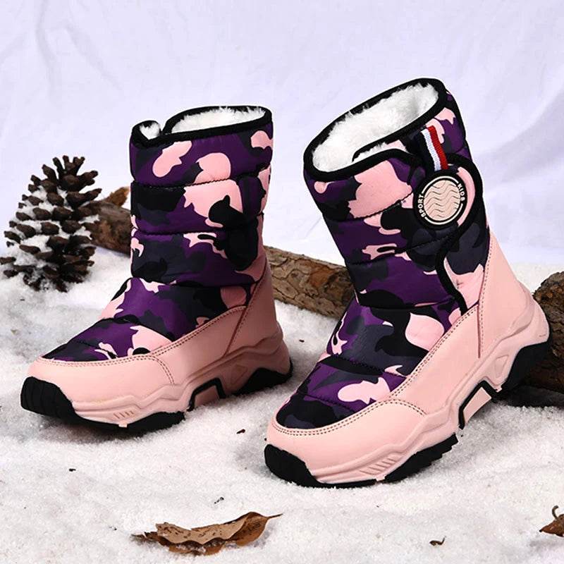 Children's Shoes Boys' Snow Boots Winter Girls' Warm Fleece-Lined Waterproof Anti-Slip Kids Cotton Shoes Outdoor Ankle Boots New - ToylandEU