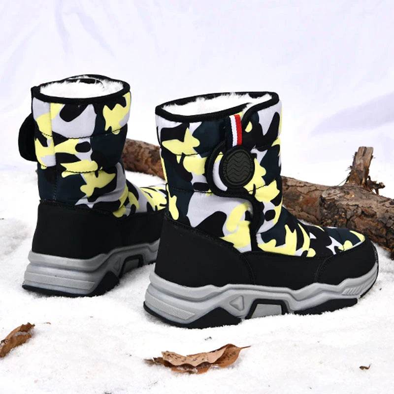 Children's Shoes Boys' Snow Boots Winter Girls' Warm Fleece-Lined Waterproof Anti-Slip Kids Cotton Shoes Outdoor Ankle Boots New - ToylandEU