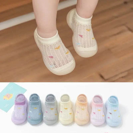 Children's Walking Shoes Baby Floor Shoes Baby Socks Shoes Non Slip Indoor Soft Sole Mesh Surface Thin Sandals One Foot Pedal - ToylandEU