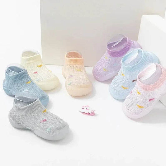 Children's Walking Shoes Baby Floor Shoes Baby Socks Shoes Non Slip Indoor Soft Sole Mesh Surface Thin Sandals One Foot Pedal - ToylandEU