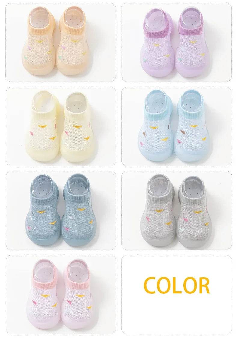 Children's Walking Shoes Baby Floor Shoes Baby Socks Shoes Non Slip Indoor Soft Sole Mesh Surface Thin Sandals One Foot Pedal - ToylandEU