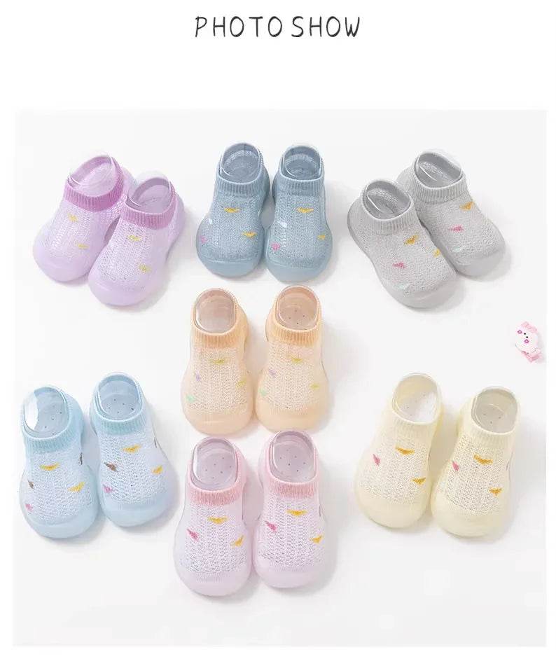 Children's Walking Shoes Baby Floor Shoes Baby Socks Shoes Non Slip Indoor Soft Sole Mesh Surface Thin Sandals One Foot Pedal - ToylandEU