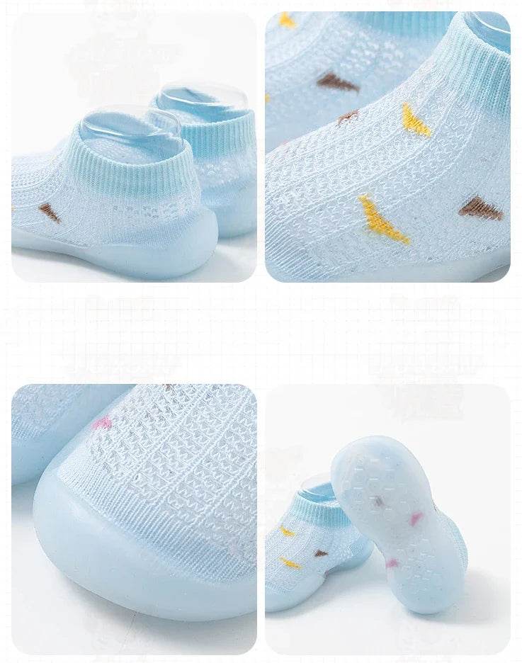 Children's Walking Shoes Baby Floor Shoes Baby Socks Shoes Non Slip Indoor Soft Sole Mesh Surface Thin Sandals One Foot Pedal - ToylandEU
