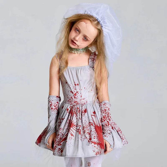 Chillingly Cute Kids Zombie Bride Costume for Halloween Fun - ToylandEU