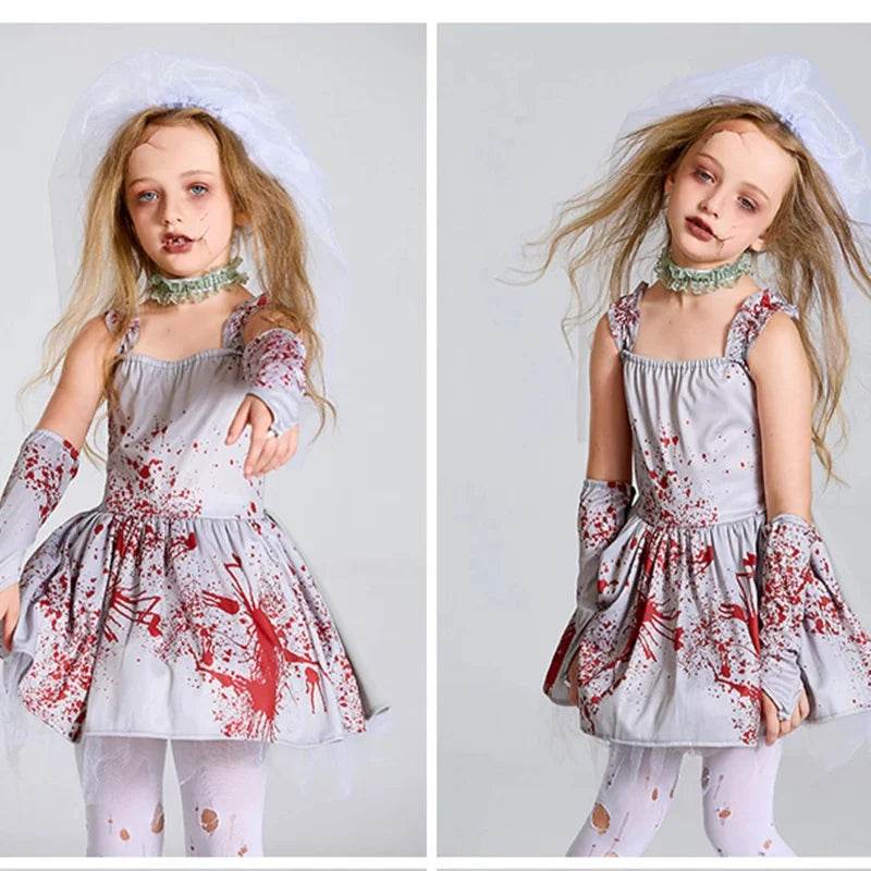 Chillingly Cute Kids Zombie Bride Costume for Halloween Fun - ToylandEU