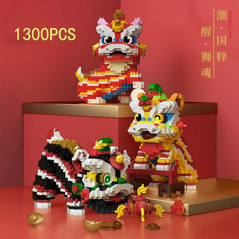 Chinese Lion Dance Building Blocks Mascot Assemble Model Bricks - ToylandEU