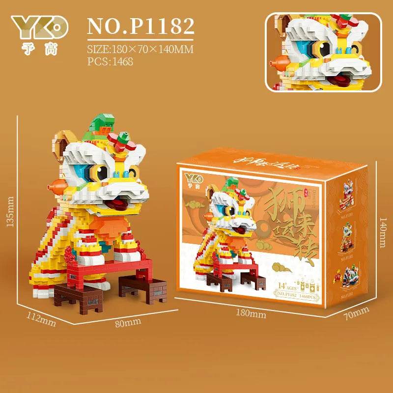 Chinese Lion Dance Building Blocks Mascot Assemble Model Bricks - ToylandEU