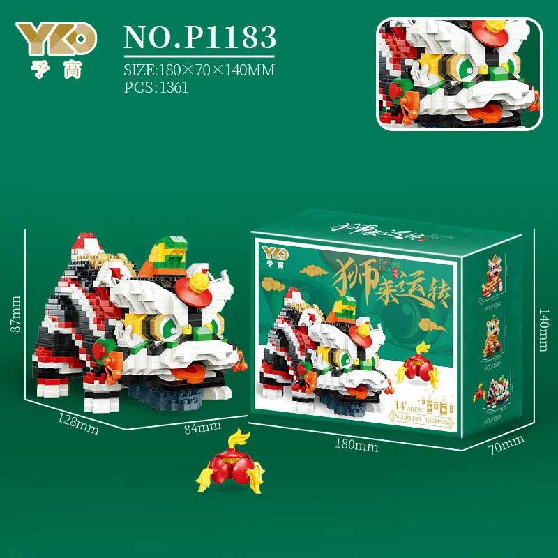 Chinese Lion Dance Building Blocks Mascot Assemble Model Bricks - ToylandEU