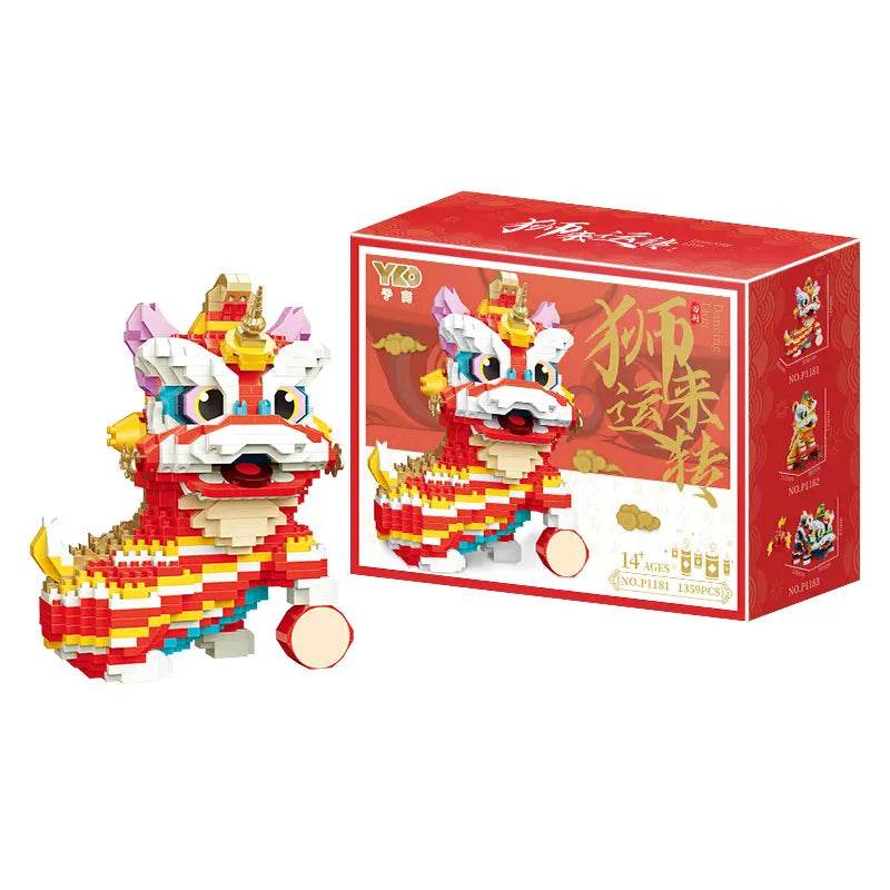 Chinese Lion Dance Building Blocks Mascot Assemble Model Bricks - ToylandEU