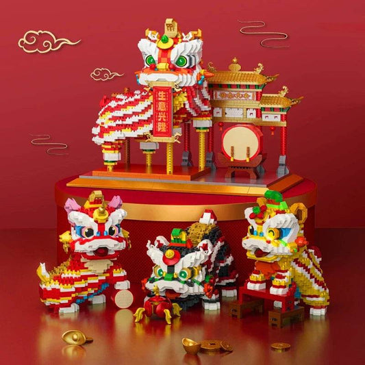 Chinese Lion Dance Building Blocks New Year Spring Festival Gift - ToylandEU