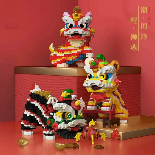 Chinese Lion Dance Building Blocks New Year Spring Festival Gift - ToylandEU