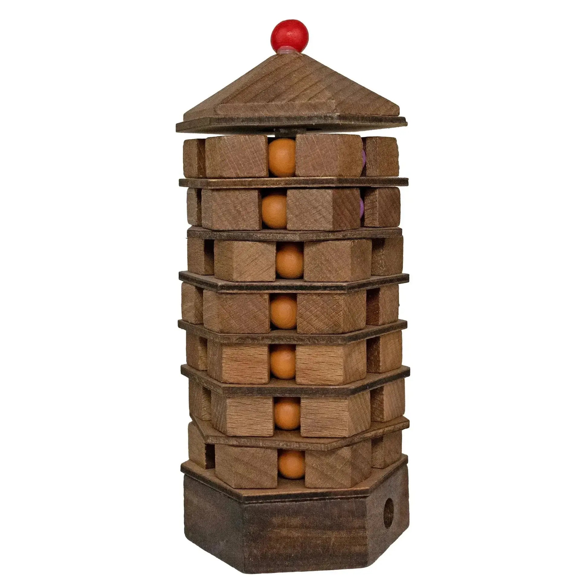 Chinese Pagoda Tilt Puzzle Wooden Brain Teaser With Colored Spheres - ToylandEU