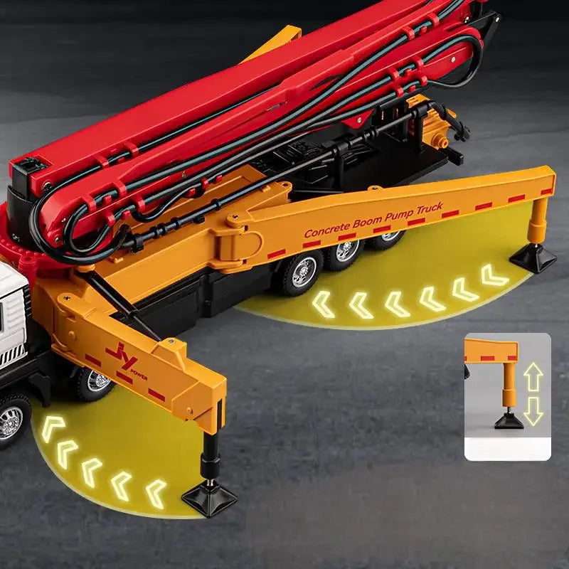 Choice Concrete Pump Truck Diecast Model With Sound And Light For Collectors - ToylandEU