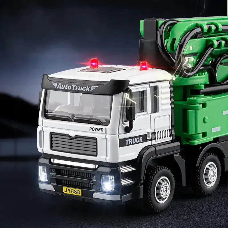 Choice Concrete Pump Truck Diecast Model With Sound And Light For Collectors - ToylandEU