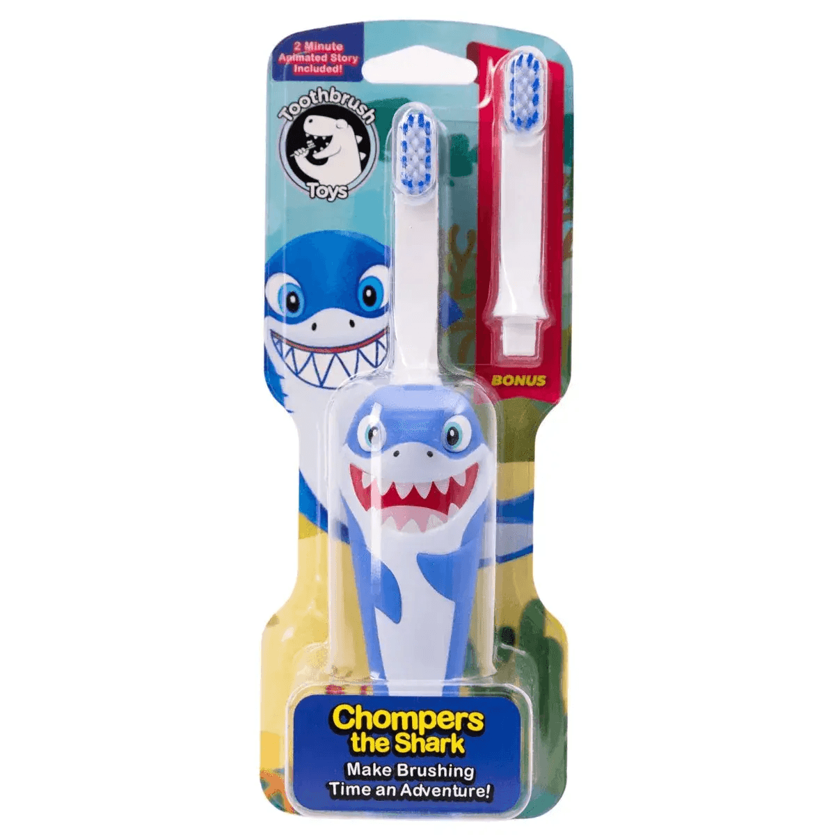 Chompers the Shark Toothbrush for Kids With Bonus Brush Head - ToylandEU