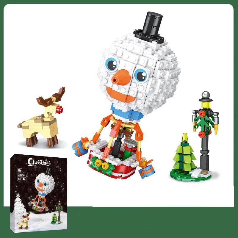 Christmas City Street View Building Blocks Cream Cart Snowman Skateboard Shop Gift Car Model Bricks - ToylandEU
