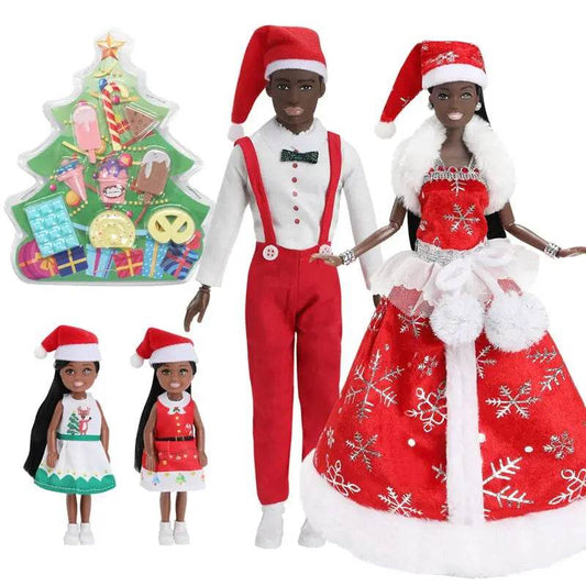 Christmas Family Set with Baby Girl and Black Dolls 5.5 and 11.5 Inch Kids Toys - ToylandEU