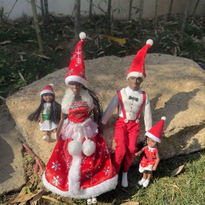 Christmas Family Set with Baby Girl and Black Dolls 5.5 and 11.5 Inch Kids Toys - ToylandEU