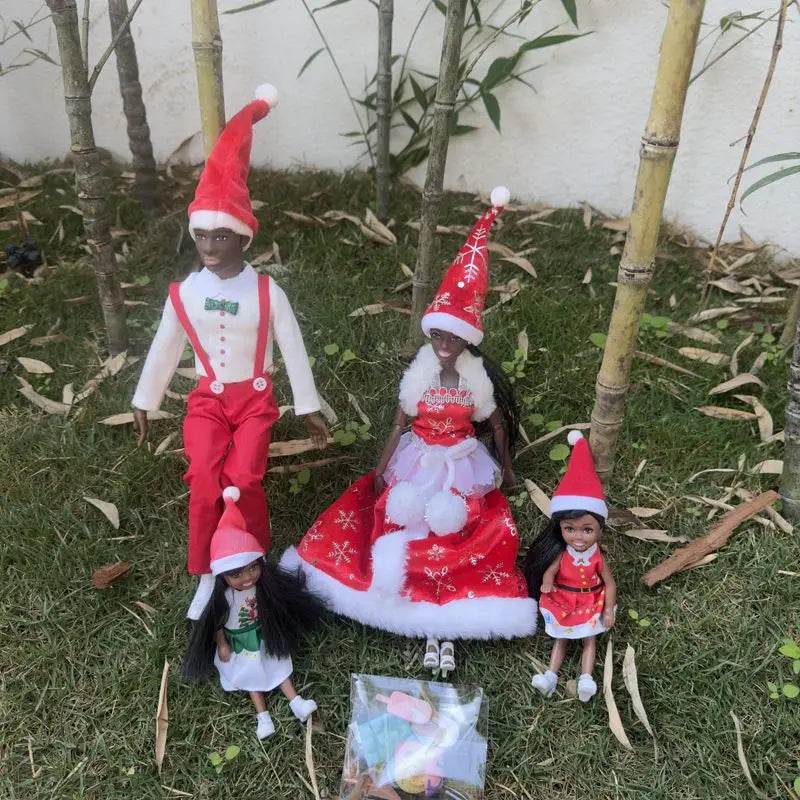 Christmas Family Set with Baby Girl and Black Dolls 5.5 and 11.5 Inch Kids Toys - ToylandEU