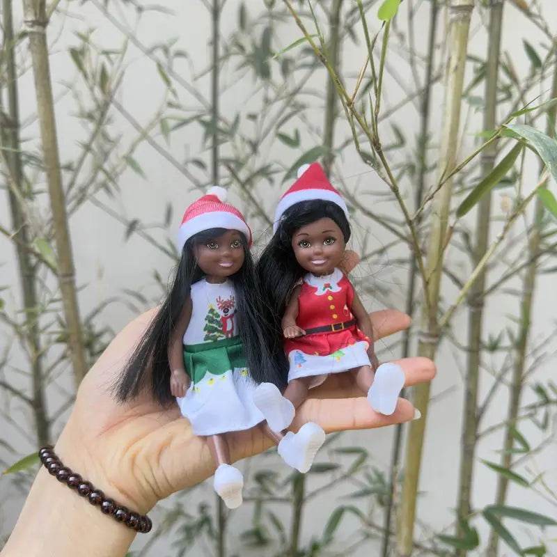 Christmas Family Set with Baby Girl and Black Dolls 5.5 and 11.5 Inch Kids Toys - ToylandEU