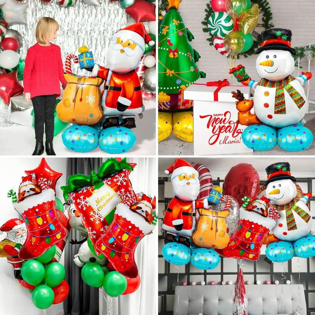 Christmas Foil Balloons | 8 Pcs Giant Santa & Snowman | Toylandeu™