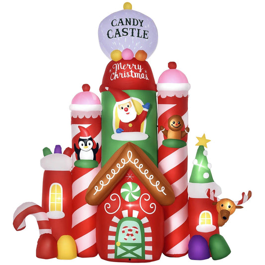 Christmas Inflatable Candy Castle | 10FT LED Lights | Toylandeu™
