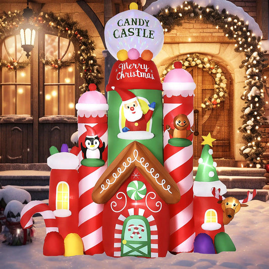 Christmas Inflatable Candy Castle | 10FT LED Lights | Toylandeu™